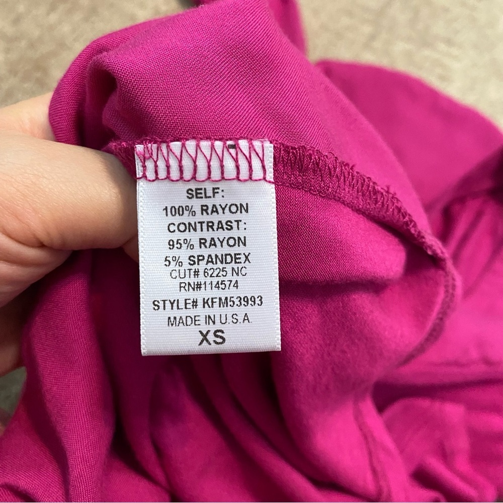 {Pleione} Mixed Media Roll Sleeve Top | Fuscia Pink ~ Size XS - Picture 13 of 15